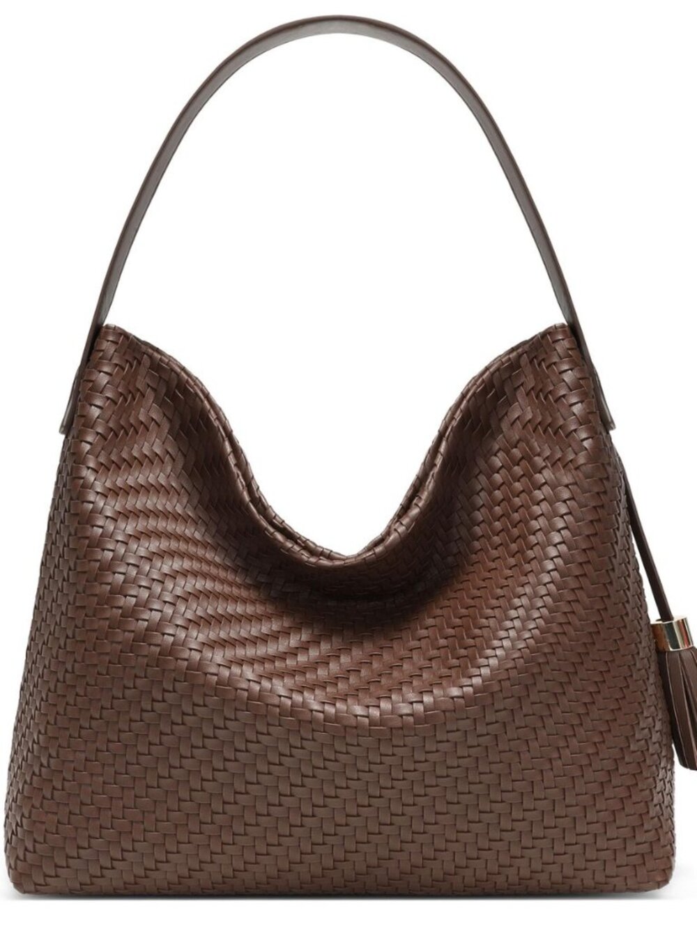 Large Woven Leather Tote Bag for Women Hobo Shoulder Handbag Brown